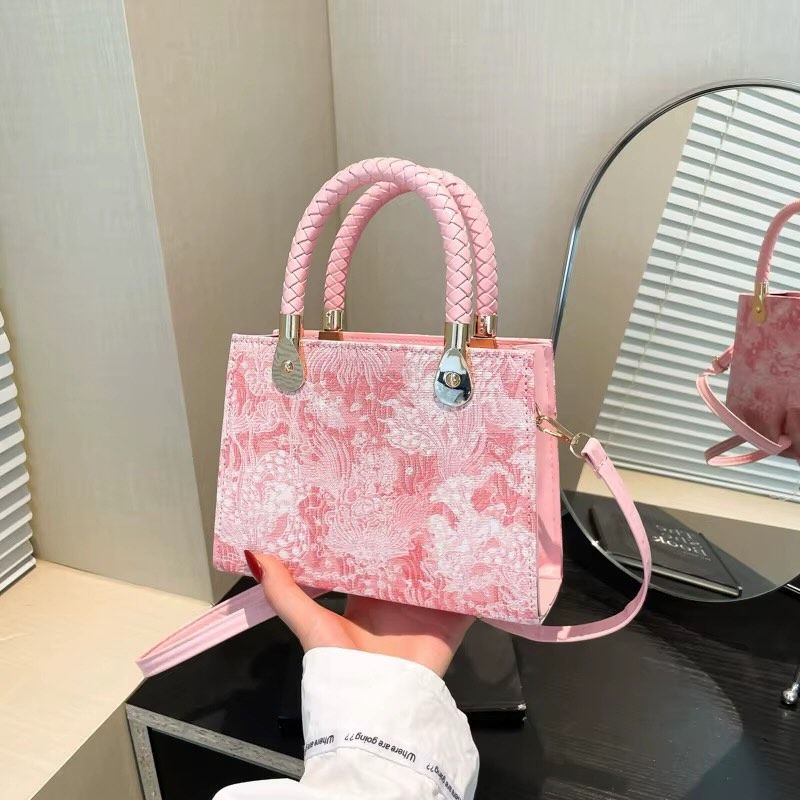 Floral-Pattern Braided-Handle Handbag, image 2 of 4