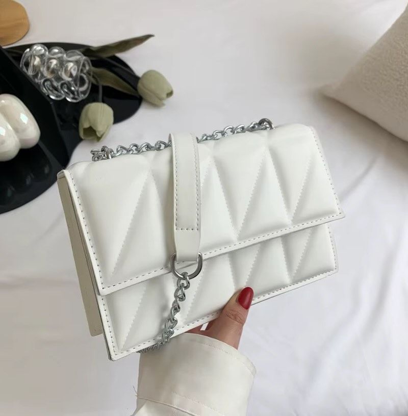 Geometric-Panel Chain-Strap Shoulder Bag, image 3 of 6