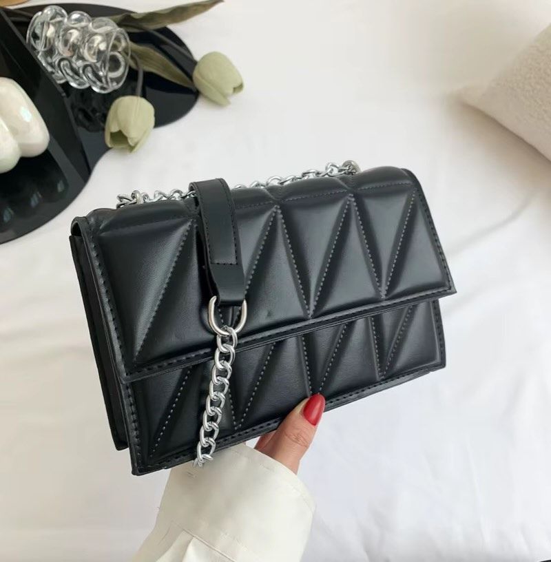 Geometric-Panel Chain-Strap Shoulder Bag, image 4 of 6
