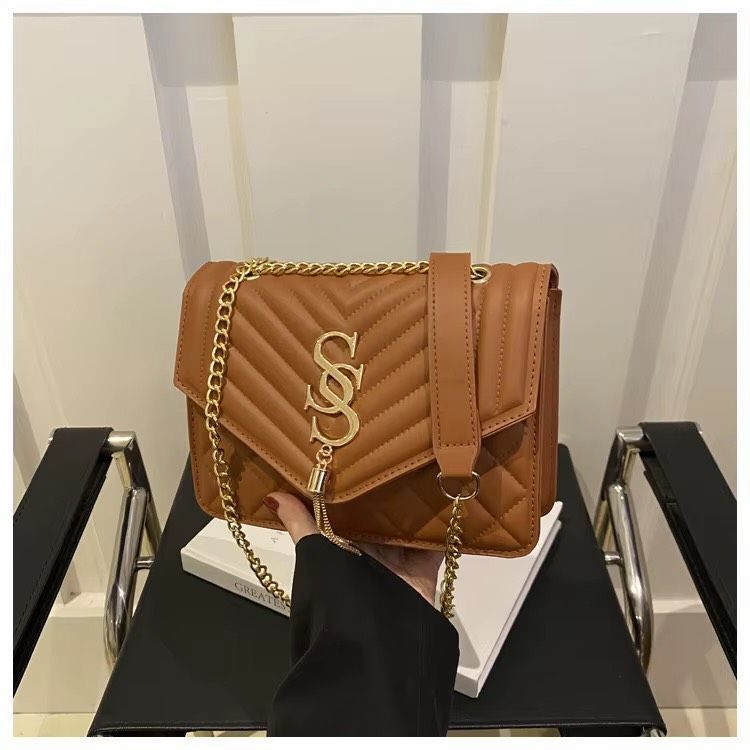 Chevron-Stitch Tassel Shoulder Bag, image 5 of 6