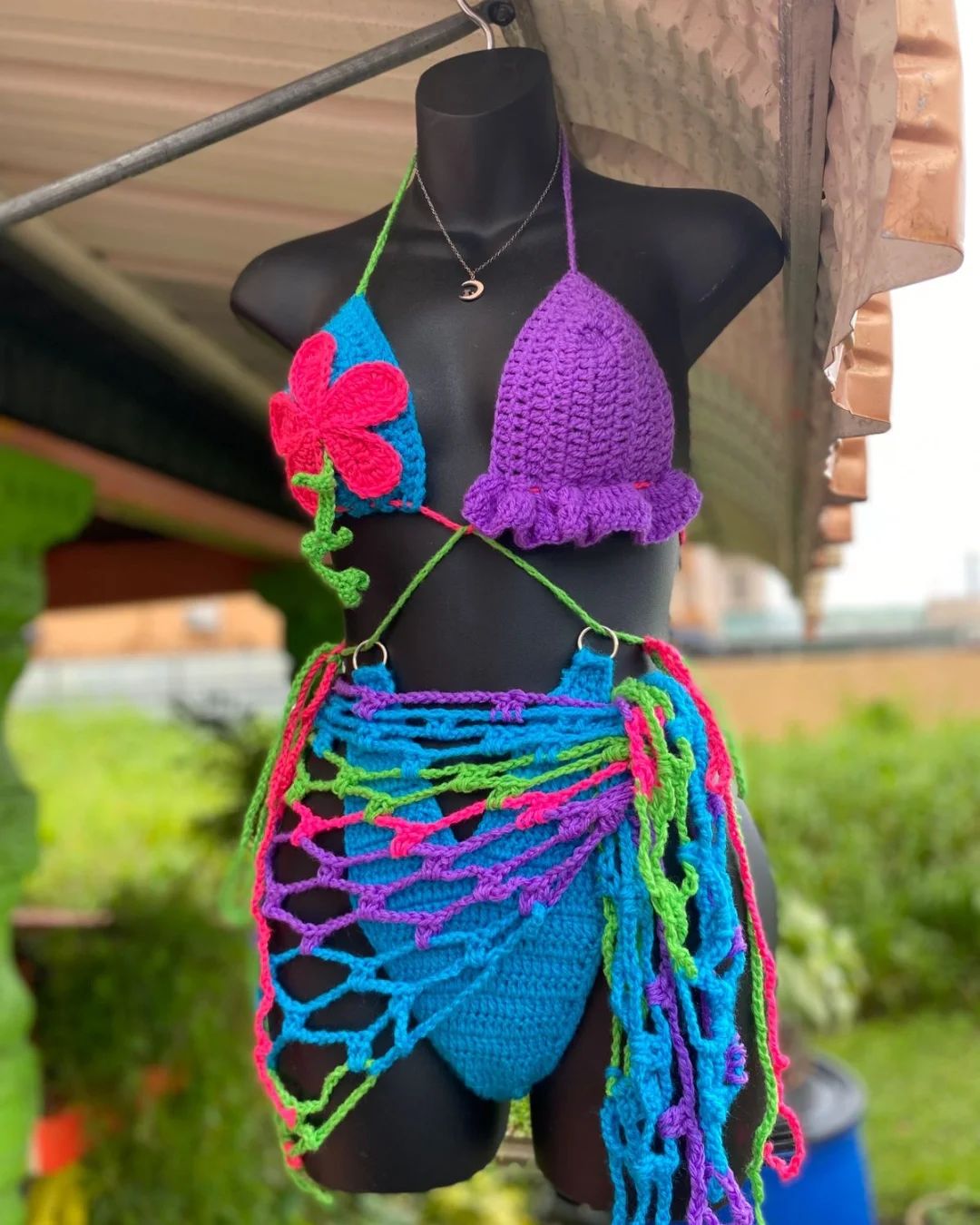 Multicolour Crochet Outfit with Floral Detail, image 2 of 4